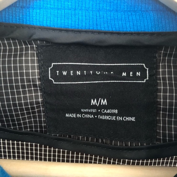 Forever 21 Men Black Blue Grid Windbreaker Jacket - Picture 5 of 6